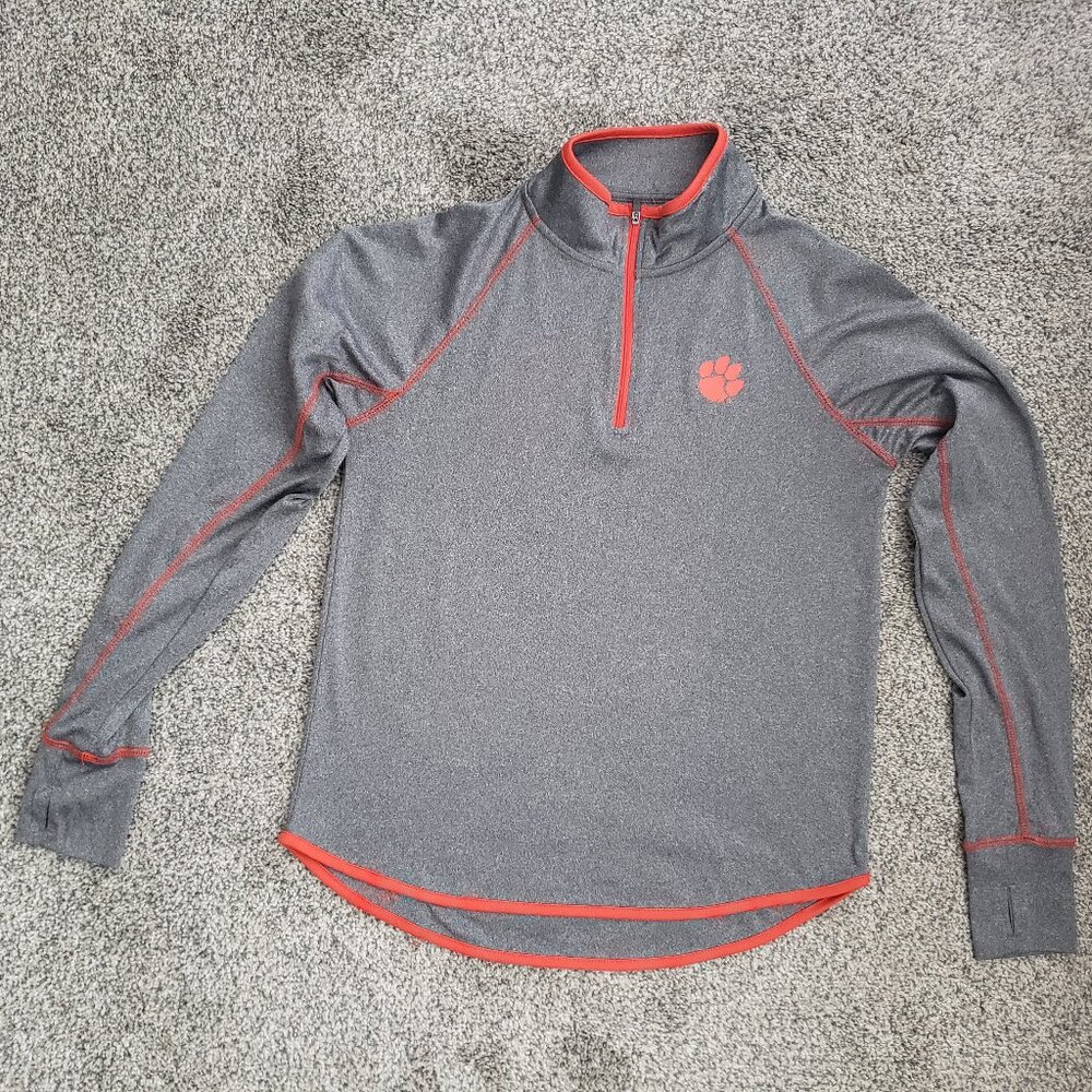 Women"s Colosseum Grey Clemson Tigers Long Sleeve 1/4 zip Medium